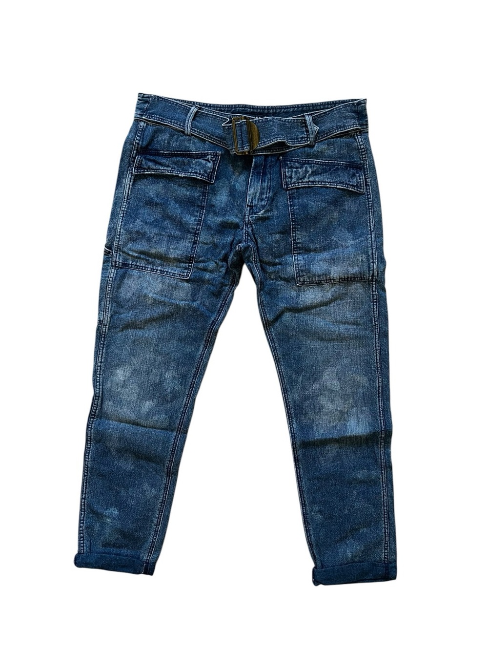 Ralph Lauren Belted Cropped Slim Cargo Jeans Ankle Straight Utility Sz 28